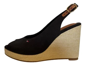 Tommy Hilfiger Iconic Elena Sling Back Wedges Ladies Size UK 7 EU 41 - M1077+ - Picture 1 of 7