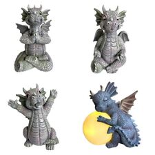 Cute Baby Dragon Statue Garden Ornament Art Resin Craft Loong with Small Wing