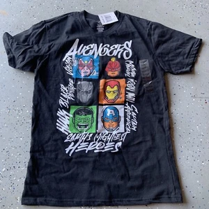 Marvel Avengers Earth's Mightiest Heroes T-Shirt Boys Youth M Short Sleeve Black - Picture 1 of 4