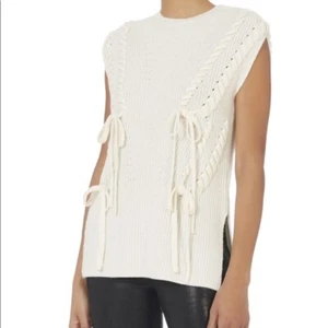 EXCLUSIVO PARA Suéter Sin Mangas Intermix Lana de Cachemira Marfil NUEVO SIN ETIQUETAS $325 - Imagen 1 de 2