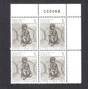 CYPRUS 2006 REFUGEES STAMPS BLOCK OF 4 WITH CONTROL NUMBER MNH. WAR, CHILD - Picture 1 of 1