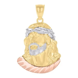 Real New 10kt Tri Color Gold Mens boys Jesus Religious Charm Pendant 3.0 Grams - Picture 1 of 1