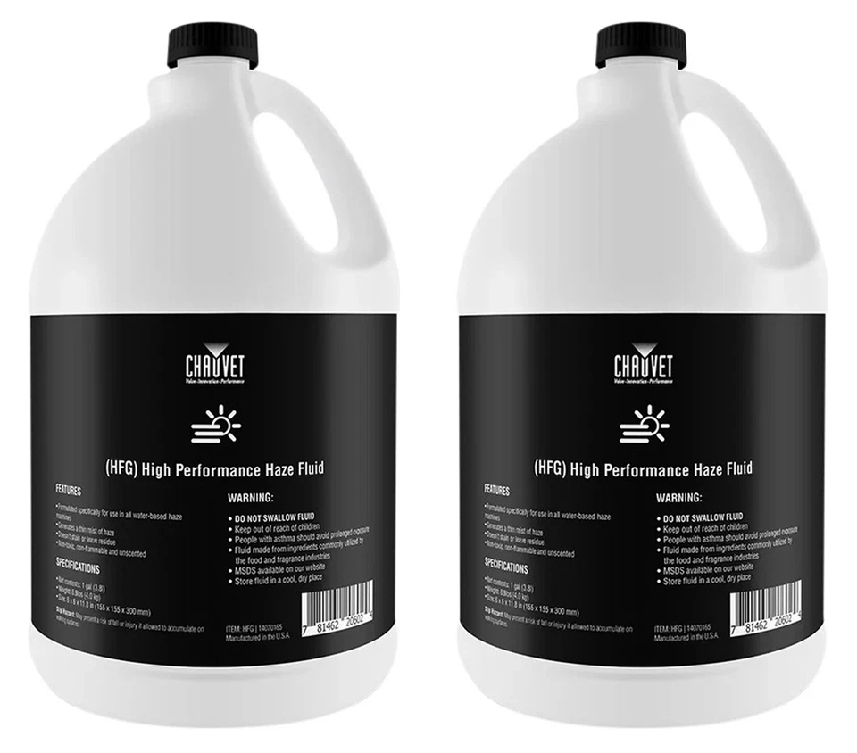 (2) Chauvet DJ HFG HF-G (2) galón de líquido de jugo de neblina de rendimiento reemplaza HJU Foto 1 de 2