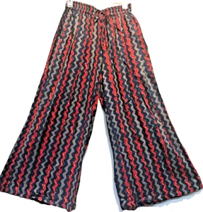 Neu mit Etikett SACRED THREADS Chevron rot/blau/grau Boho Viskose weites Bein HOSE M/L kostenloser Versand - Bild 1 von 5