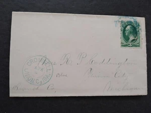 Iowa: Cromwell 1870s 3c Banknote Cover, Blue Double Ring Union County Cancel - Picture 1 of 3