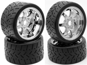 Powerhobby 1/8 Gripper Front Rear 42/54/100 Belted Tires CHROME 4 Arrma Infra... - Picture 1 of 1