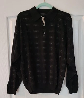 Nuevo con etiquetas Suéter Urbain St. Croix Negro Gris Cuello Mezcla de Algodón Abotonado Talla M Foto 1 de 4