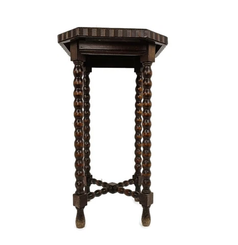 Pedestal Display Side Table Plant Stand Hobnails 4 Legs Ornate Wood Vintage Cover