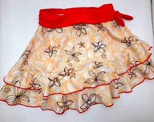 Moana Swim Cover Up Girls S Orange Tan White Wrap Skirt UPF 50+ Ocean Hawaii - Picture 1 of 11