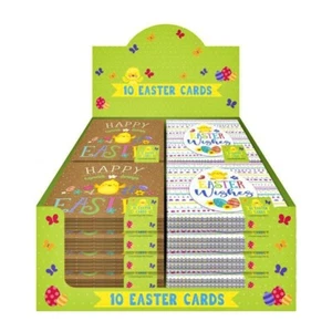 PACK MIT 10 NIEDLICHEN GLÜCKLICHEN OSTERNKARTEN Küken und Hasen - Bild 1 von 1