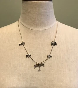 Vtg Sterling Liquid Silver Native American Bird Animal Necklace 20" Strand Zuni - Picture 1 of 7