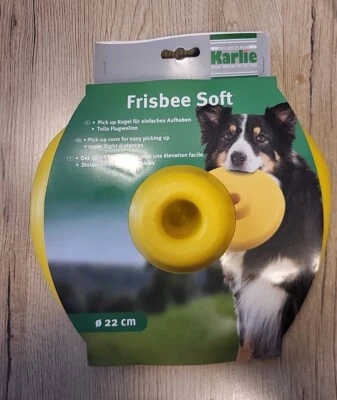 Hunde Spielzeug, Frisbee,weicher Kunststoff,KARLIE,22cm,robust,Neu,gelb,Soft,🐕 - Bild 1 von 4