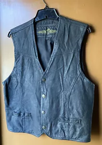 VTG 1990's Structure Men’s Black Leather Vest Size S Unisex Small - Picture 1 of 8