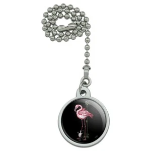 Pink Flamingos Palm Tree Ceiling Fan and Light Pull Chain - Picture 1 of 5