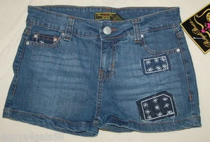 Girls Patched DISTRESSED Denim Jean Shorts ROYAL BUZZ Hege Size 16 - Picture 1 of 2