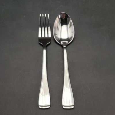 Set of 2 Oneida Surge Stainless 1 Salad Fork 1 Oval Soup Spoon - Image 1 of 4
