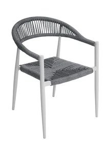 Moia Greenwood Poltrona Milano Alluminio Bianco con Corda Paglia Grigia - Imagen 1 de 3