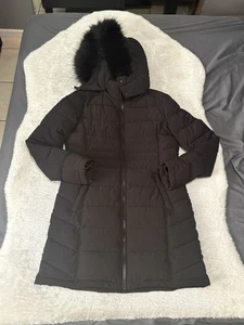 Calvin Klein Hooded Quilted Down Puffer Coat Jacket Black Small Women’s Full Zip - Picture 1 of 9