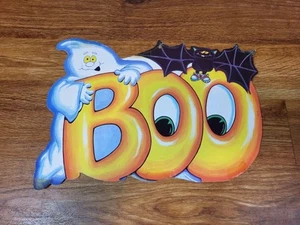 Vintage Die Cut Boo Ghost Bat Decoration - Picture 1 of 2