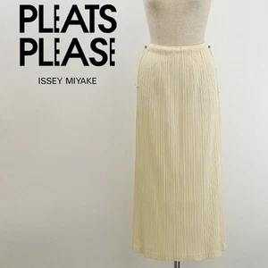 Pleats Please Issey Miyake langer Faltenrock elfenbein Größe 4 - Bild 1 von 4