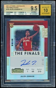 2021-22 Panini Contenders Jalen Johnson RC Rookie Finals Auto /49 BGS 9.5/10 - Foto 1 di 2