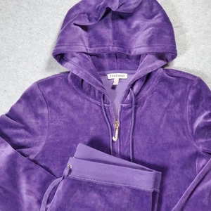 Chándal Juicy Couture Terciopelo Púrpura Chaqueta Grande Mediano Pantalones de Correr Y2k - Imagen 1 de 23