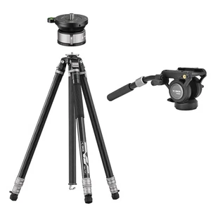 YC ONION Tako T23 Carbon Fiber Tripod with 52mm Bowl Head and FH60S Fluid Head - Picture 1 of 10