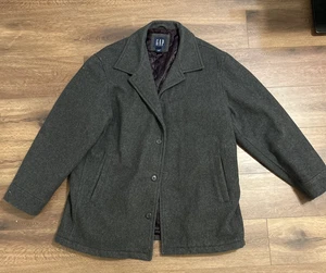 Men’s Gap Italian Wool‑Blend Overcoat Size XXL Gray Three Button - Picture 1 of 9