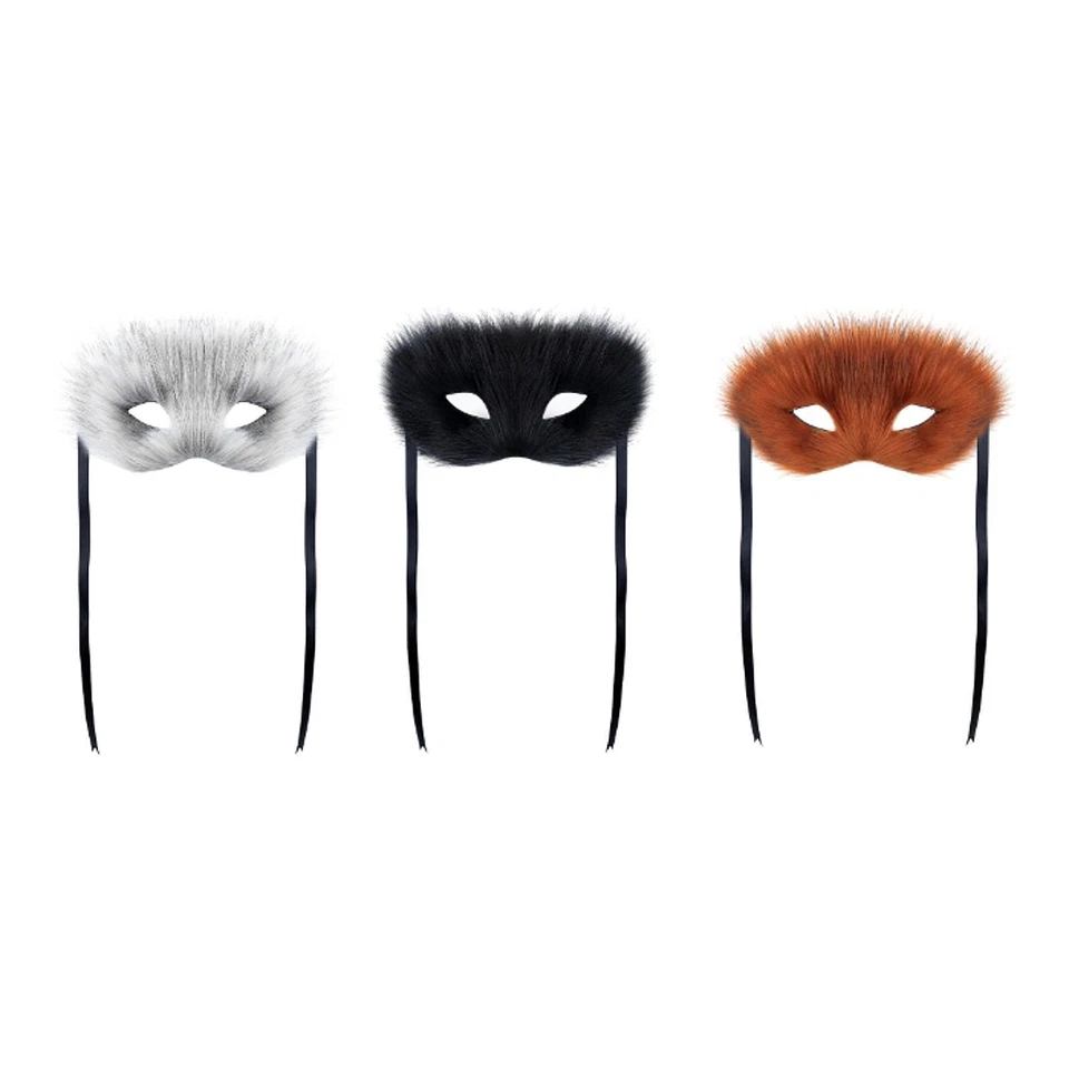 Fur Fox Face Mask Fantasy Costume Mask for Easter Nightclub Valentine's Day Men - Image 1 of 1