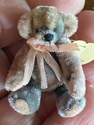 VTG Nancy Fruetel Teddy Bear  Artist Dollhouse Miniature Multicolor Bear 1.5” ! - Image 1 of 3