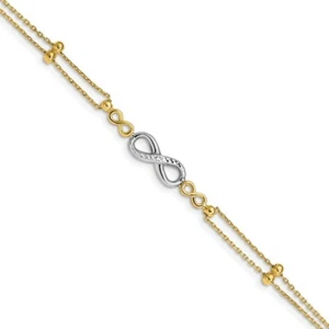 14k 14kt Two-tone Polished Diamond Cut Multi-Strand Infinity Bracelet 1mm - Picture 1 of 3