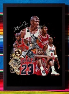 Framed CHICAGO BULLS NBA Basketball Poster MICHAEL JORDAN - 45cm x 32cm x 3cm - Picture 1 of 4