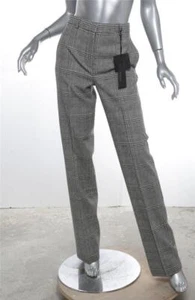 VERSACE Womens Check Black White Wool Pleated Wide-Leg Pants IT40 US4 NEW $890 - Picture 1 of 4