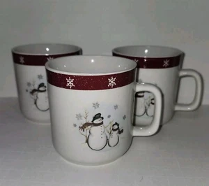Royal Seasons Steingut Schneemänner Kaffeetassen Urlaub Tassen Tee Kakao 3er Set - Bild 1 von 2