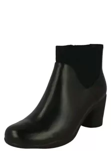 BOTINES CLARKS UN ROSA MID DAMAS CUERO NEGRO TACÓN UK TALLA 3.5 E EU 36 - Imagen 1 de 10