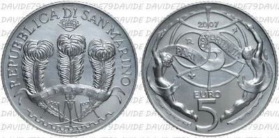0017] REPUBBLICA DI SAN MARINO - 5 EURO D'ARGENTO 2007 - PARI OPPORTUNITA