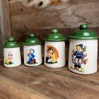 Four Cookie Jar Canisters Vintage Painted Ceramic Glenview Molds Child Scenes