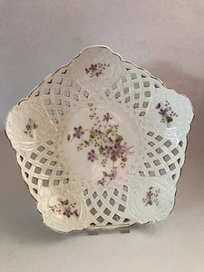 Altwasser Durchbruchschale Vintage mit floralem Veilchen Dekor . - Bild 1 von 8