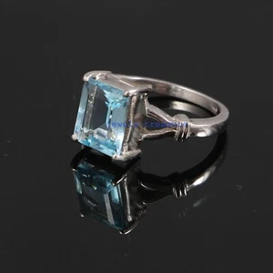 Natürlich Blau Topas Edelstein Mit 925 Sterlingsilber Ring für Damen #Jt44 - Bild 1 von 4