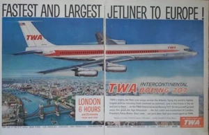 1959 vintage twa print ad. Fastest and largest jetliner to Europe - Picture 1 of 1