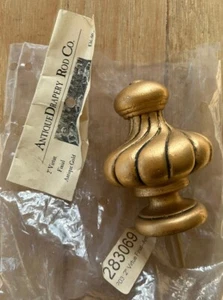 Antique Drapery Rod Co. Finials Set 2” Virtue Antique Gold NEW Open Package - Picture 1 of 3