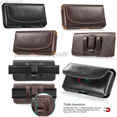 Funda de teléfono horizontal grande universal funda de cuero con clip para cinturón Foto 1 de 4