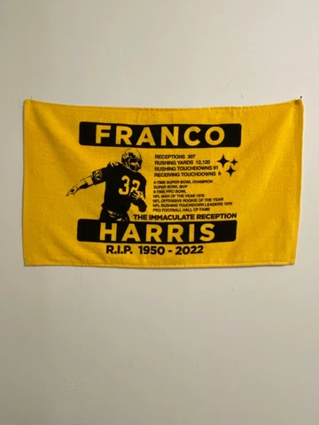Franco Harris tribute TERRIBLE TOWEL 15" x 25.5" inches NEW Cover