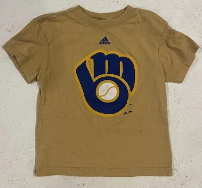 Adidas Milwaukee пивоваров рубашка молодежи мальчиков средний желтый синий короткий рукав Y2K - Изображение 1 из 4