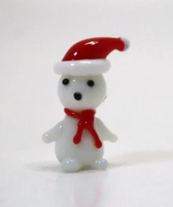 ZTOP Polar Bear MINIATURE CHRISTMAS GLASS FIGURINE tiny mini ganz collectible - Picture 1 of 6