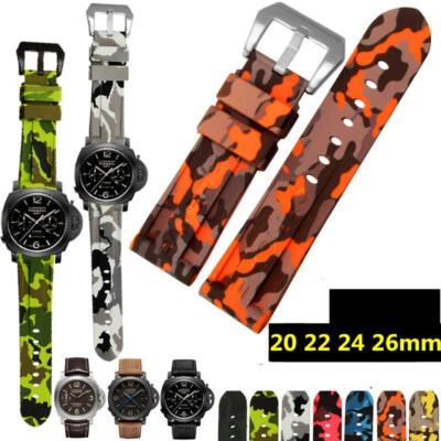 Pulseira de relógio masculina de silicone camuflagem impermeável 20 22 24 26 mm para Panerai - Imagem 1 de 4
