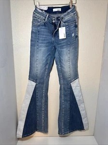 Vervet Bella Jeans Women’s 27 Blue Denim Distressed High Rise Bell Bottom  - Picture 1 of 8