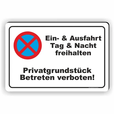 FASSBENDER-DRUCK SCHILDER Parken verboten Schild Parkverbotsschild Privatgrundstück Tag und Nacht frei PV8