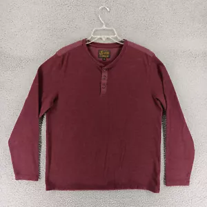 Lucky Brand Shirt Mens Large Red Long Sleeve Henley Shirt - Picture 1 of 9