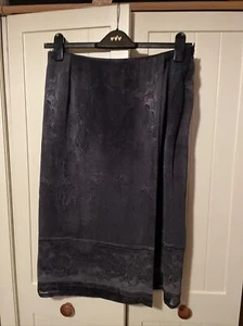 M&S Marks & Spencer Vintage Grey Lightweight Chiffon Straight Midi Skirt Size 14 - Picture 1 of 8